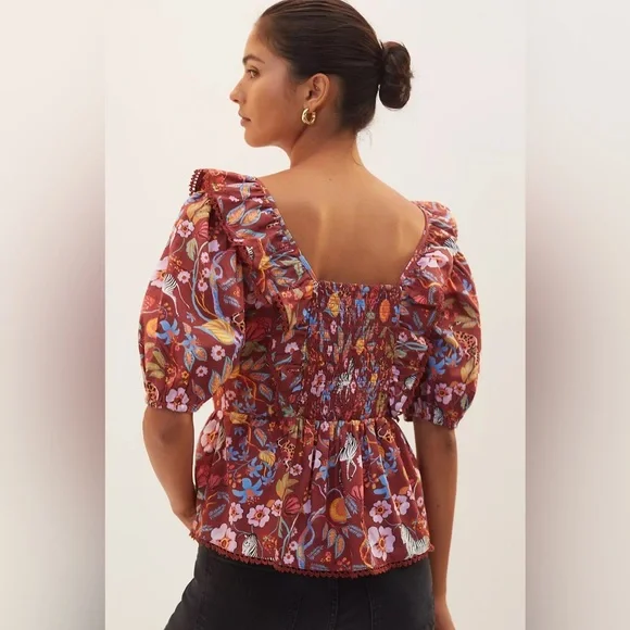 New Women’s Maeve Ruffled Tie-Front Blouse By Anthropologie!!🔥🔥🔥 - Picture 3 of 12